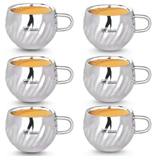 WALKN Double Wall Swirl Tea Cup Set